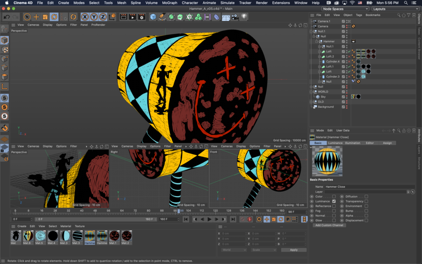 IMAGE: Screenshot C4D - Yellow black hammer